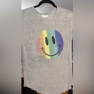 Gray women’s Shirt with Rainbow Smiley Design